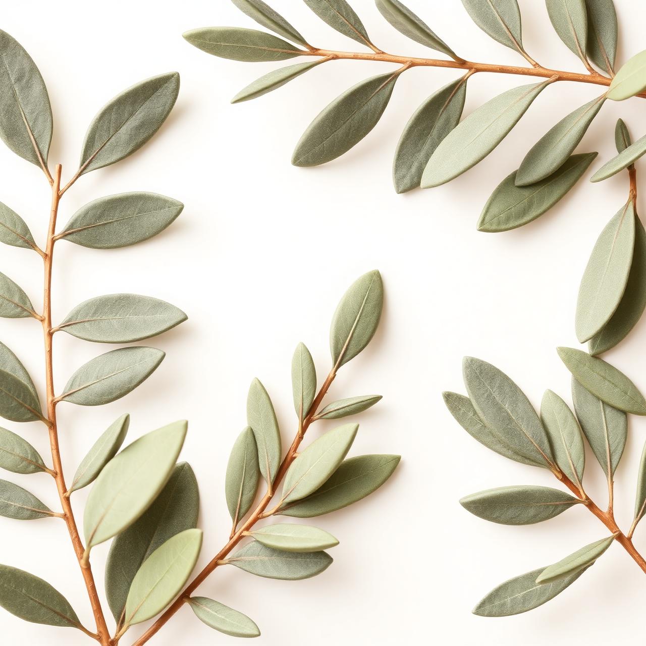 Botanical olive branches representing calm care